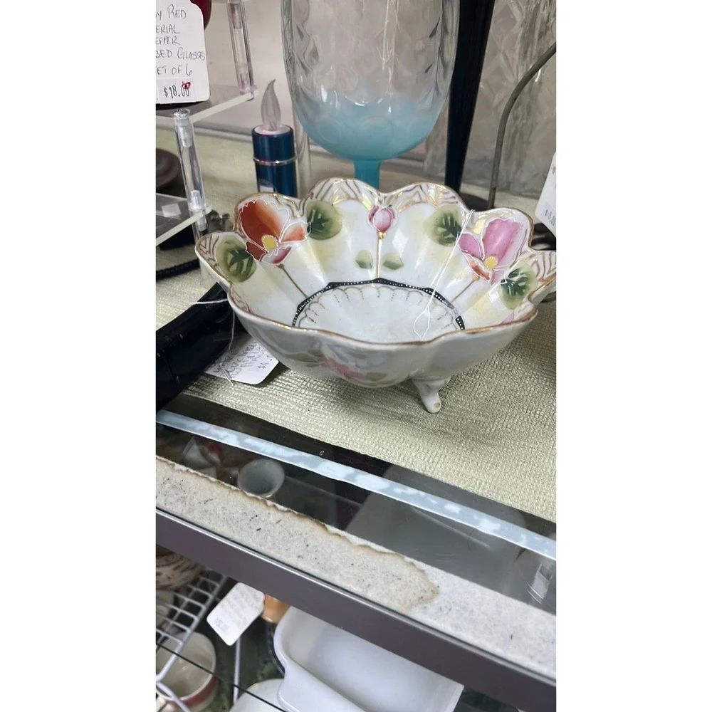 Japanese painted footed dish